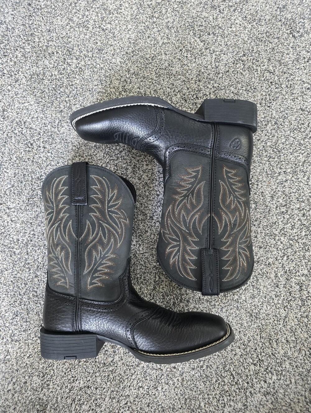 Ariat Sport Wide Square Toe Black Leather Western Cowboy Boots Men's 8.5D